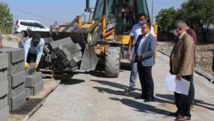 Erciyes Mahallesi'nde kilitli parke çalışması hızla sürüyor