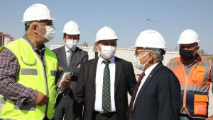 ERÜ'de yapımı devam eden yurt inşaatında inceleme   