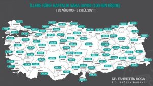 İllere göre her 100 bin kişide görülen Kovid-19 vaka sayıları açıklandı