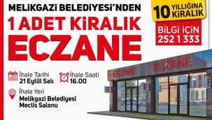 Melikgazi Belediyesin'den 1 adet eczane ihale ile kiraya verilecek
