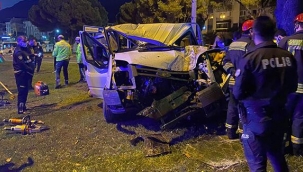 Ağaca ve direğe çarpan kamyonetteki 2 kişi öldü