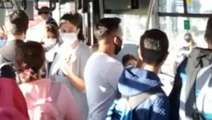 Otobüste 'sosyal mesafe' tepkisi