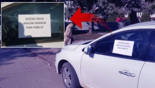 Otomobili kaldırıma park eden sürücüye böyle tepki gösterdi Şaşkına çeviren not!