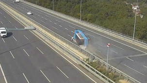 Beykoz'da dehşete düşüren kaza! Beton yüklü kamyon, aracın üzerine devrildi