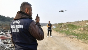 Bursa Osmangazi'de drone destekli kaçak moloz takibi
