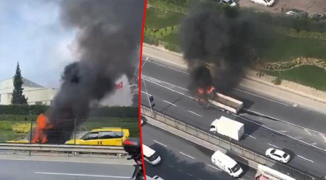 Seyir halindeki kamyon alev topuna döndü