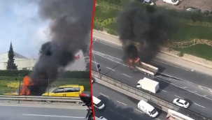 Seyir halindeki kamyon alev topuna döndü