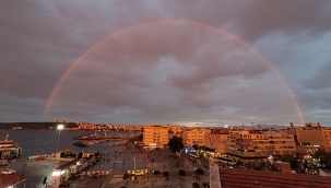 Çanakkale'de gün batımında gökkuşağı 