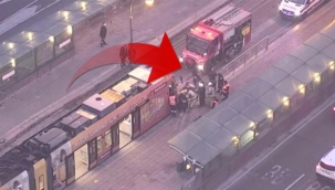Fatih'te tramvay yolunda kaza