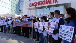 Kayseri'de Türk Sağlık-Sen üyelerinden iş bırakma eylemi