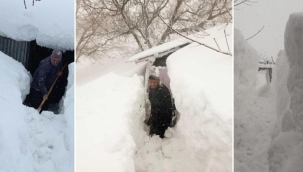 Kar kalınlığı 2 buçuk metreyi buldu! Komşularına gitmek için tünel açtılar