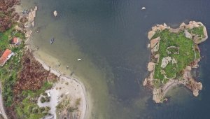 Su seviyesi yükselen Bafa Gölü eski manzarasına kavuştu