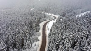 Beyaza bürünen Küre Dağları havadan görüntülendi