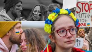 Burası Antalya... Ukraynalılar sokağa indi: Gözyaşlarına boğuldular