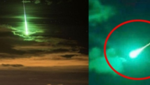 Gökyüzünde yeşil ışık saçan meteor heyecanı