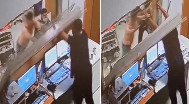 Hastanede dehşet anları... Tomografi odasını birbirine kattılar