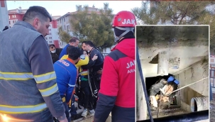 Kanalizasyon çukuruna düşen kadın 1,5 saatte kurtarıldı