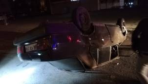 Alkolü içti, ters döndü 