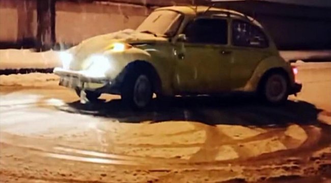 Karda drift yaptı, paylaştı, yakalandı