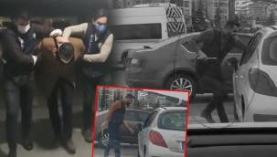 Magandaya ters kelepçe! Trafikte dehşet saçtı