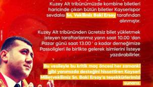 MHP Milletvekili Baki Ersoy'dan Kayserisporlulara bilet jesti 