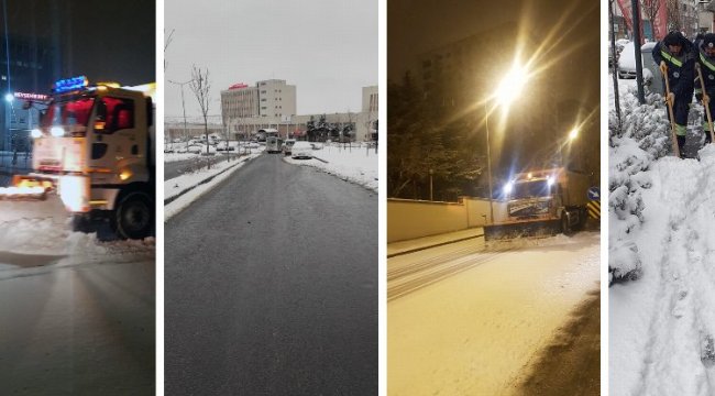 Nevşehir'de kar temizliği ve tuzlama çalışması yapıldı