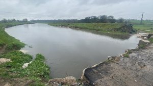 Ergene'nin kollarından Çorlu Deresi'nde yağışlara bağlı olarak su seviyesi yükseldi