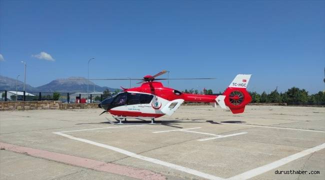 Konya'da ambulans helikopter, el atar damarı kesilen hasta için havalandı