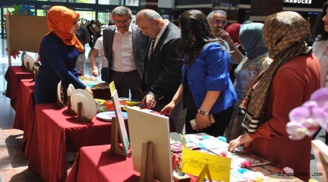 Konya'da ana sınıfı öğrencileri geleneksel el sanatları sergisi açtı