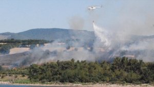 Çanakkale'de çıkan orman yangınına müdahale ediliyor
