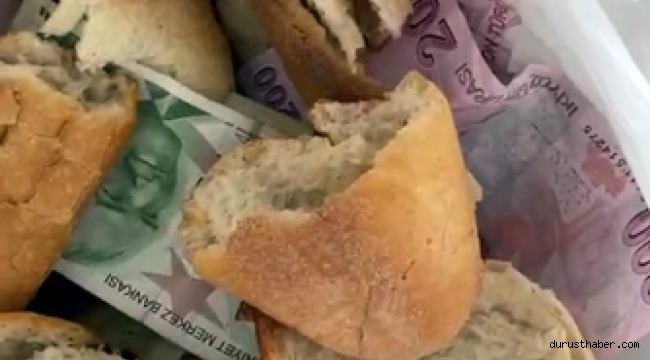 Dilencilerin yeni oyunu! Ekmeklerin arasından bakın ne çıktı!!