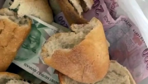 Dilencilerin yeni oyunu! Ekmeklerin arasından bakın ne çıktı!!