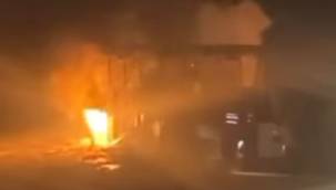 Yolcu otobüsünde yangın