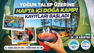 Büyükşehir'in yoğun ilgi gören doğa kampı hafta içi de başladı