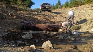 Kervansaray Dağı'nda yaban hayvanları için oluklu çeşme yapıldı