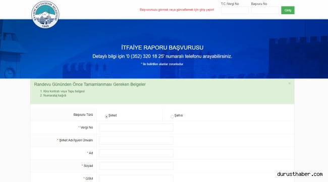 Online ‘İtfaiye raporu başvurusu’ hizmeti hayata geçirildi