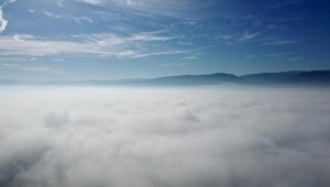 Düzce Ovası'ndaki sis dron ile görüntülendi