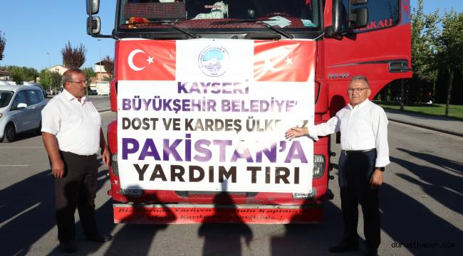Kayseri Büyükşehir Belediyesi'den Pakistan’a yardım tırı gönderildi