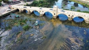 Otla kaplanan Tunca Nehri'nde temizlik çalışması başlatıldı