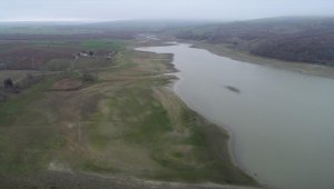 Tekirdağ'da Bıyıkali Göleti'nin su seviyesi kuraklığa bağlı düştü