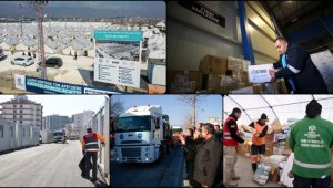 Belediyelerden deprem bölgesine destekler 