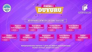 Büyükşehir kütüphanelerinde yeni saat düzenlemesi