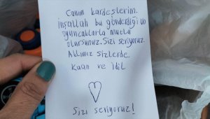 Miniklerden deprem bölgesine duygulandıran yardım notu