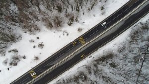 Bolu Dağı'nda kar manzarası havadan görüntülendi