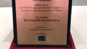 Kayseri Büyükşehir’e, EMITT 2023’te Kış Turizmi Alanında En İyi Stant Dekoru Ödülü