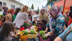 Kadın ve Demokrasi Vakfından deprem bölgesinde çiçek dikme etkinliği 