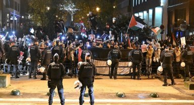 AB Liderler Zirvesi sırasında Filistinlilere destek gösterisi