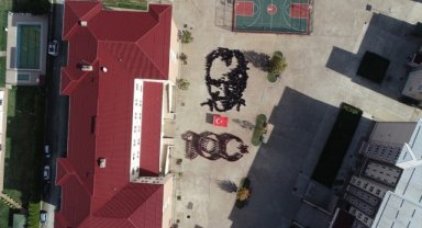 Ordu'da öğrenciler "Atatürk silüeti" ile "100. yıl" koreografisi oluşturdu