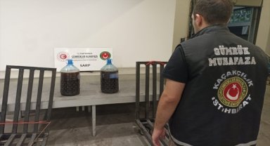 Sarp Gümrük Kapısı'nda el arabası içerisine gizlenmiş kestane balı ele geçirildi