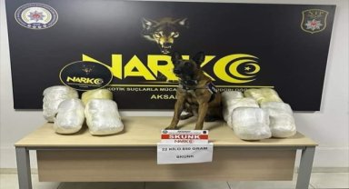Aksaray'da sebze kasalarına gizlenmiş 22 kilo 850 gram skunk ele geçirildi